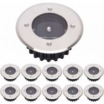 Led Lampe solaire au sol 10 Pack, lumière extérieure, Réverbère Lumières, Ensevelies Lumière, étanche IP65 (Blanc Froid, Rond) [Classe énergétique a+]