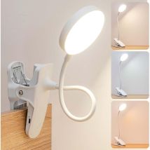 LED Lampe USB Lampes Clips Tactile, 3 Modes d’Éclairage Luminosité Réglable Lampe de Bureau, Lampe de Lecture Lampe de Chevet à Pince Protection des