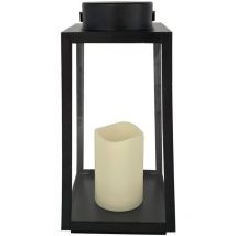 Led Laterne mit 1 led und Timer, 30cm, in schwarz aus Metall, als Dekoration für Innen oder als Kerzenhalter für Windlichter, moderne Gartenleuchten