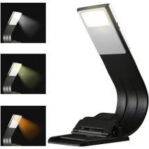 Linghhang - LED-Leselampe (Schwarz), 3 Farben, Buchlampe, Leselampe zum Lesen im Bett, flexible Schreibtischlampe, perfekt zum Lesen, LED-Licht zum