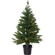 Trading Künstlicher Weihnachtsbaum Byske von Trading, kleiner Tannenbaum in Grün mit Topf und led Lichterkette für innen und außen, warmweiß mit