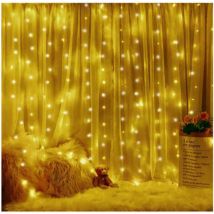 Led-lichterkette, 300-led-lichtvorhang Mit Usb-anschluss, Fernbedienung Und Timer — Dekorative Innenbeleuchtung (vier Farben)