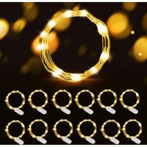 LED Lichterkette Batterie, 12 Stück 2m 20LEDs Kupferdraht Lichterkette, Mini Lichterkette, LED Micro Lichterkette, für Garten Party Weihnachten