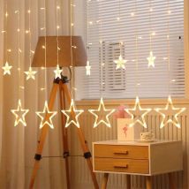 Led Lichterkette Mit 12 Sterne 138 Leds Lichtervorhang Weihnachtslichter 3m Sternenvorhang Warmweiß Mit 8 Modi Und Timer Sterne Vorhang Lichter Für 