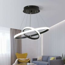 Led Lustre circulaire moderne, Lampe de Suspension réglable 28W 6500K, Plafonnier contemporaine Deux cercles Diamètre 40cm (Lumière blanche froide)