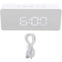 LED Mirror Digital Alarm Desk Clock Large Display 12/24 Hour Format Snooze Mode Adjustable Brightness Dual Power Supply Electric Alarm Clocks