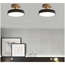 Wottes - led Moderne Deckenleuchte Metall Holz Deckenlampe Innen Runde Pendelleuchte Schwarz Ø18CM - 1Pcs Kaltweiß Licht