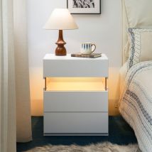 Led-nachttisch Mit 3 Schubladen Für Das Schlafzimmer, Beistelltisch Mit Acrylplatte, Led-nachttische Für Schlafzimmer Und Wohnzimmer (weiß)