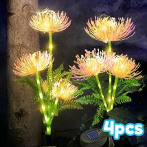 LED new solar flower lawn lamp, outdoor LED simulation flower street lamp, courtyard decorative lawn lamp (4 pieces)