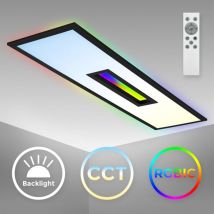 B.k.licht - led Panel Deckenlampe dimmbar mit rgb Center & Backlight - 100x25x6,3cm - Büro Deckenleuchte 24W cct 3000-6500K 2500lm mit Fernbedienung