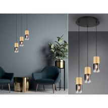 Led Pendelleuchte 3 Flammig Messing Matt Mit Rauchglas Lampenschirm, Ø 37cm