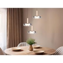 LED Pendelleuchte CELESTE höhenverstellbar 3-flammig Glas Chrom, Ø 35cm