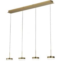 Fabas Luce Dunk 4-flammige Pendelleuchte - 32W dimmbare LED - Satiniertes Messing Lineares Design