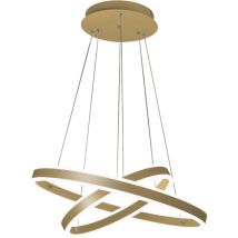 Palau LED-Pendelleuchte 108W 3000K dimmbar Ø60 und Ø40 cm Mattgold - Zwei Ringe aus Metall und Methacrylat