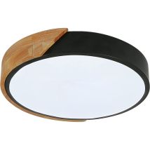Goeco - led Plafonnier, 24W plafonnier bois Moderne Rond Blanc Froid 6000K Ø30CM Chambre la Cuisine le Salon le Balcon et le Couloir