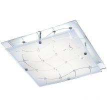 Leuchten Direkt - Plafonnier en cristal à led salon lampe en verre à mailles chromées lampes satinées directes 14722-17