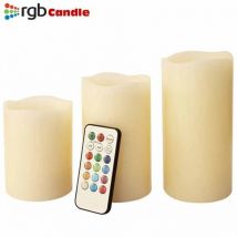 Trade Shop - three candele led mit telecommendo rgb vera cera profumate in vaniglia -