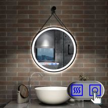 Aica Sanitaire - led Rund Badspiegel Touch Wandspiegel Badezimmerspiegel Beschlagfrei 3 Farben Dimmbar Farbtemperatur und Helligkeit Memory Funktion