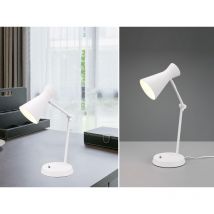 Led Schreibtischlampe mit Gelenkarm Metallschirm in Weiß Höhe 50cm