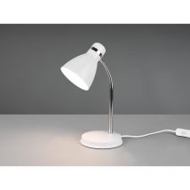 Led Schreibtischleuchte flexibel, Chrom & Metallschirm Weiß, 33cm