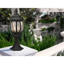 Led Sockelleuchte nostalgische Laterne Aluminium Schwarz, Höhe 49cm