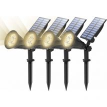 Led Solaire Projecteur, Lampe Solaire Extérieur, Solaire Projecteur, Extérieur sans Fil Etanche IP65 Lampe Jardin avec 180° Réglable Spot Solaire