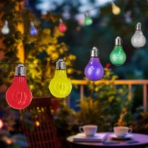 Spetebo - led Solar Lichterkette mit 10 bunten led Glühbirnen - 180 cm - Garten Dekobeleuchtung mit farbigen Lampen