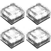 Led Solar Lights for Glass Paver, Pathway Lights, Solar Lights for Garden, Balcony and Patio, Outdoor Decor (4 Pack/Cool White)