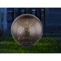 Led Solarkugel Garten - Leuchtkugel ø 30cm mit Erdspieß, rauchfarbig