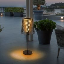 Led Solar Tischleuchte Garten Solartischlampe für Außen Balkon Solar Tischlampe Metall, schwarz, Lichteffekt, 1x led 3000K, DxH 18x50cm