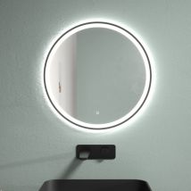 Led Spiegel mit Spiegelheizung ø 60, 80, 100 cm Schwarz Matt Warm-/Kaltlichteinstellung Badspiegel:80 cm