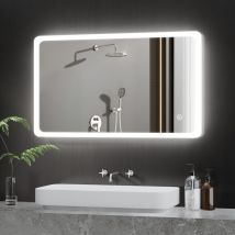 Led Spiegel Wandspiegel 70x120cm Badspiegel mit Beleuchtung 3 Arten von Licht Rechteckiger Badspiegel mit Touch Schalter