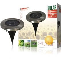 Ra-5000389 Spot solaire rond à led en acier inoxydable brossé et verre - Ranex