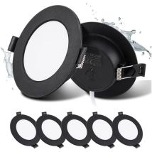 Led Spots Schwarz, 5w Deckenspots Schwarz 450lm,rund Ø75-90mm Led Einbaustrahler 230v, Einbautiefe 25mm, Spots Deckenleuchte 3000k Warmweiß Für 