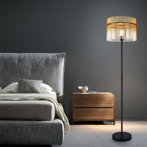 Globo Lighting - led Stehlampe Stehleuchte Schlafzimmerleuchte amber Beistelllampe schwarz Glasstäbe, Metall, 7W 806lm warmweiß, DxH 38 x 152 cm