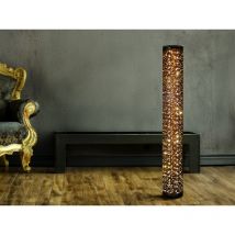 Kleine LED Stehlampe TACO mit Starlight Effekt, Stoff Schwarz Gold, Höhe 103cm
