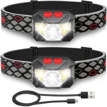 Led-stirnlampe, 2er-pack Superhelle Stirnlampen Mit Bewegungssensor, 1000 Lumen, 6 Geschwindigkeiten, 1200 Mah Usb-akku, Wasserdichte Taschenlampe, 