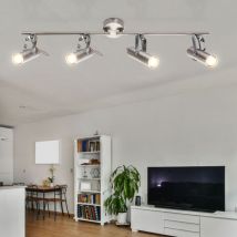 Globo - led Spotleiste 4 Flammig Deckenleuchte schwenkbar Deckenlampe Strahler mit beweglichen Spots, Chrom, 4x 4W 256Lm warmweiß, LxBxH 68 x 8 x 16