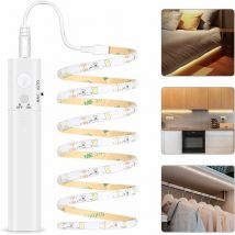 Ontway - LED-Streifen mit Bewegungssensor – 1 m selbstklebender Akku-LED-Streifen, IP65 wasserdichter LED-Streifen, angetriebener LED-Streifen, 6000