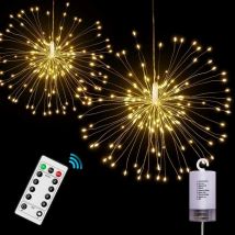 Led String Lights, 8 Dimmable Modes with Remote Control, Battery Operated Hanging Star Lights with 80 LEDs, IP65 Waterproof, Decorative Copper Wire