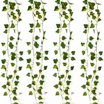 String Lights led Artificial Plants Green Ivy Leaf Vine for Home Decor Wedding Lamp diy Hanging Garden Yard Lighting, 2M 20 LEDs (4 Pcs Maple Leaf)