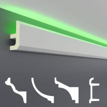Led Stuckleisten aus pu - lichtundurchlässig, Variantenvielfalt & vorgrundiert - Sparpakete:20 Meter, LED-13 / 80x40mm