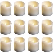 12x LED Kerzen aus Echtwachs – Elfenbein – Ø 75 mm x H 125 mm – Batteriebetrieben – Natürliche Optik – Ideal für Dekoration