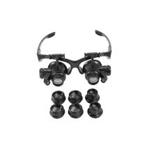 Hiasdfls - Professionelle Brillenlupe für die Reparatur, LED-Lupe, neue Kopftraglupe, freihändige Leselinse, Dual-Eye-Uhr, Schmuckreparatur, Lupe,