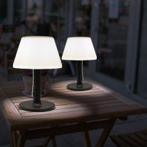 Led Tischlampe Außenleuchte Solarlampe 3 Stufen Terrassenlampe Gartenleuchte, Schwarz Weiß, Warmweiß, Dxh 20 X 28 Cm, 2er Set
