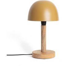 Led Tischlampe aus Metall und Holz Mallavi Gelb