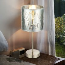 Design Tisch Lampe silber Schlaf Zimmer Stanzung Lese Nacht Licht Leuchte im Set inklusive led Leuchtmittel