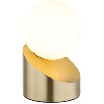 Led Tischleuchte Beistelllampe Metall Messing Matt Glaskugel Opal Touch H 16 Cm