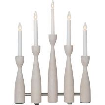 Kerzenleuchter ,Midja', led, 5-armig, Holz, weiß lasiert - Star Trading