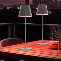 Led Tischleuchte Tischlampe Außenleuchte Gartenlampe Akku rgb Farbwechsel Dekolampe, 2W 270lm warmweiß, DxH 12 x 38 cm, 2er Set